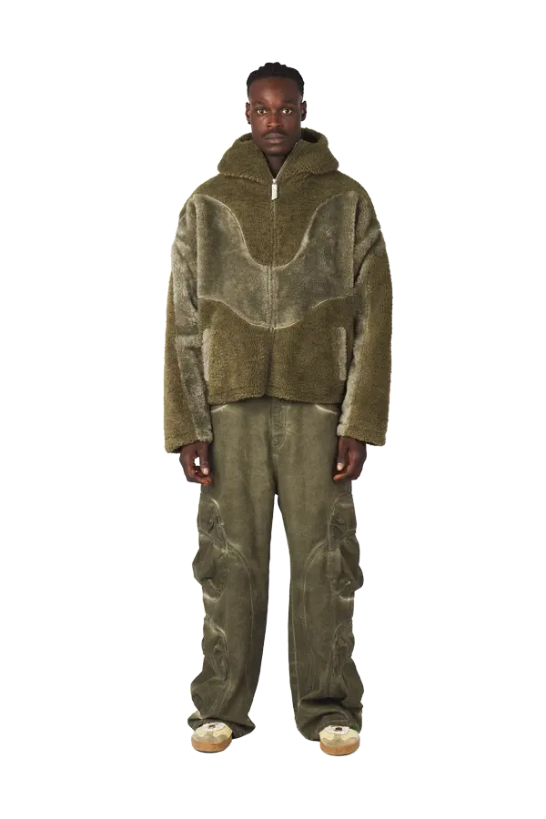 Burnt Olive Fleece Jacket - Image 2