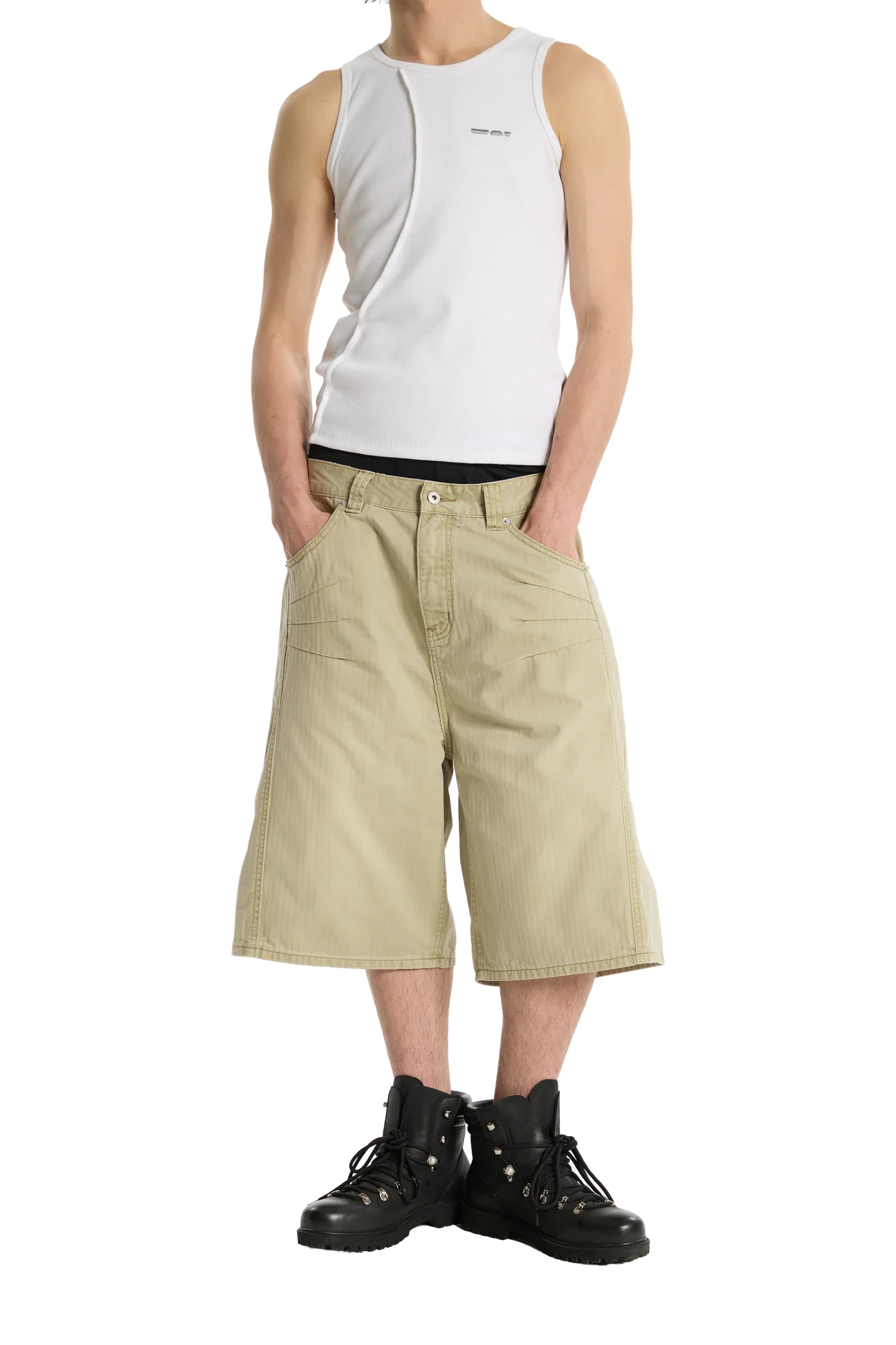 Herringbone Shorts Beige - Image 4