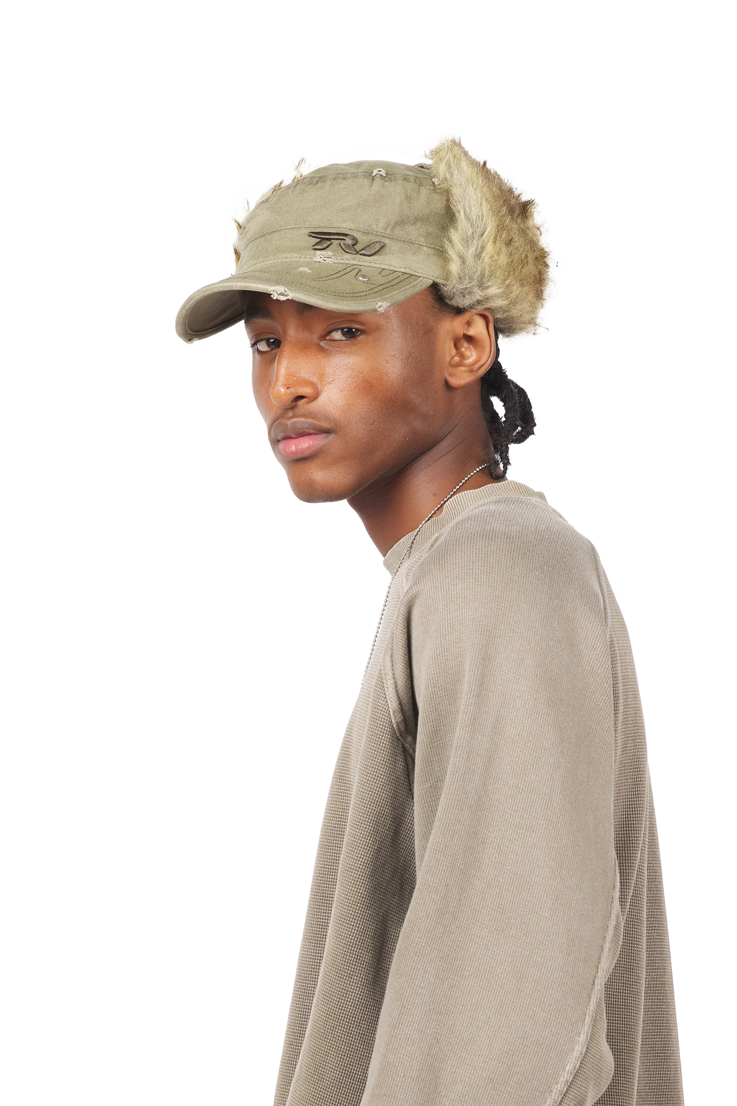 Olive Fur Cap - Image 3