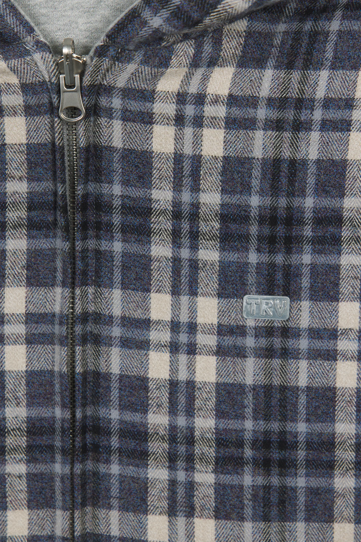 Reversible Flannel Zip-Hoodie Grey Blue - Image 11