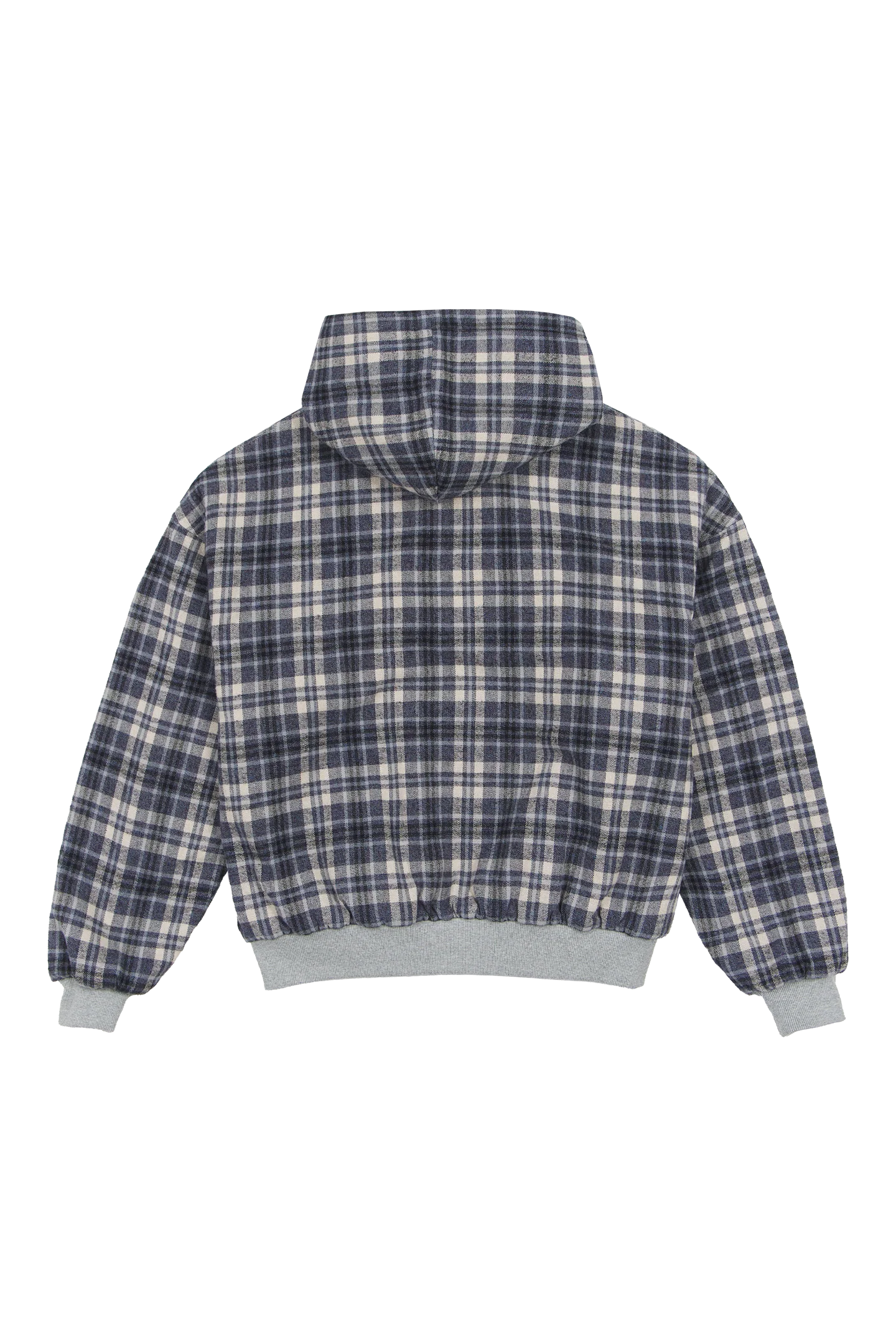 Reversible Flannel Zip-Hoodie Grey Blue - Image 9