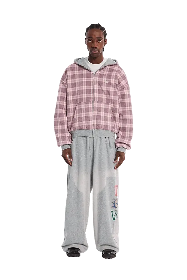 Reversible Flannel Zip-Hoodie Pink - Image 2