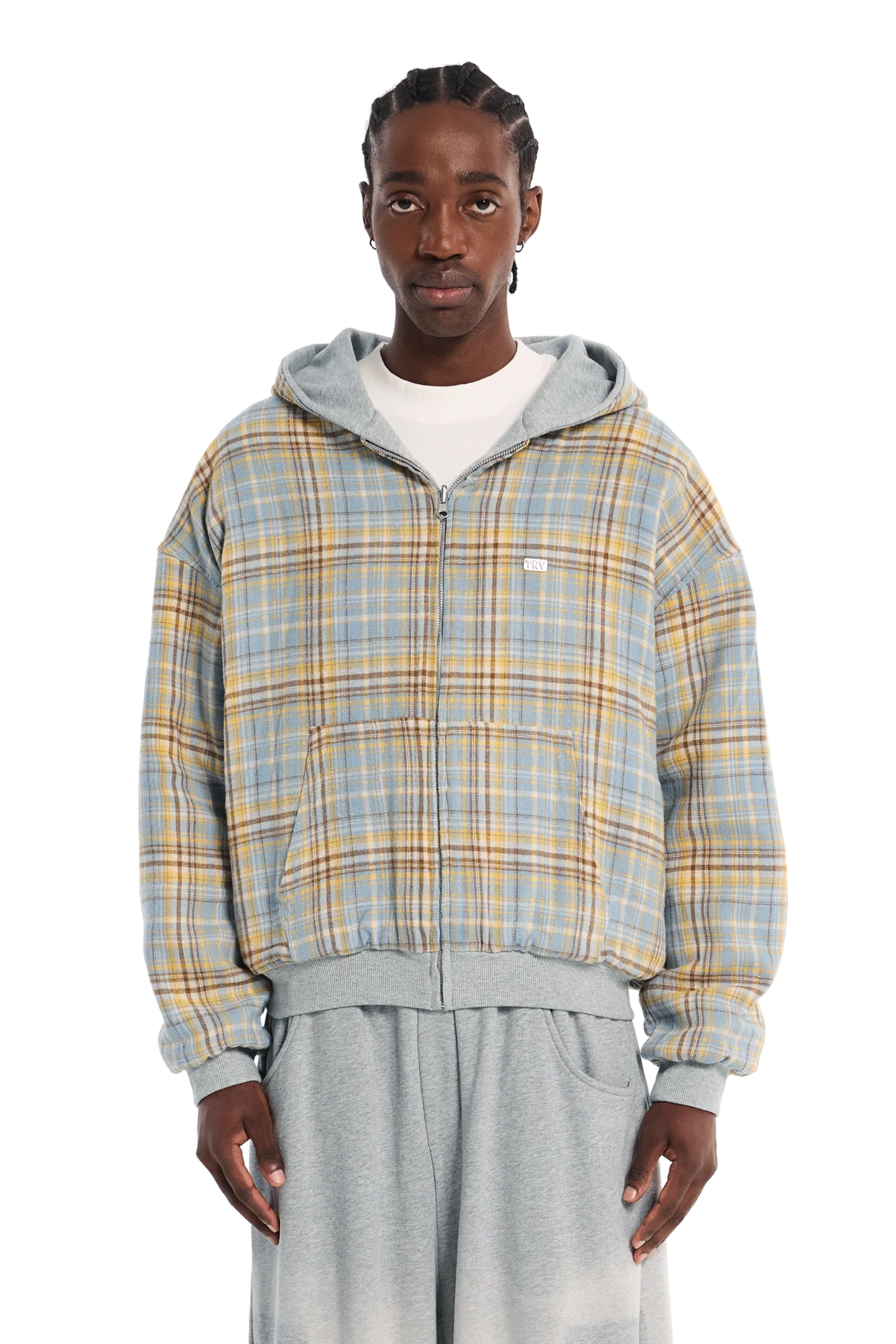 Reversible Flannel Zip-Hoodie Yellow - Image 3