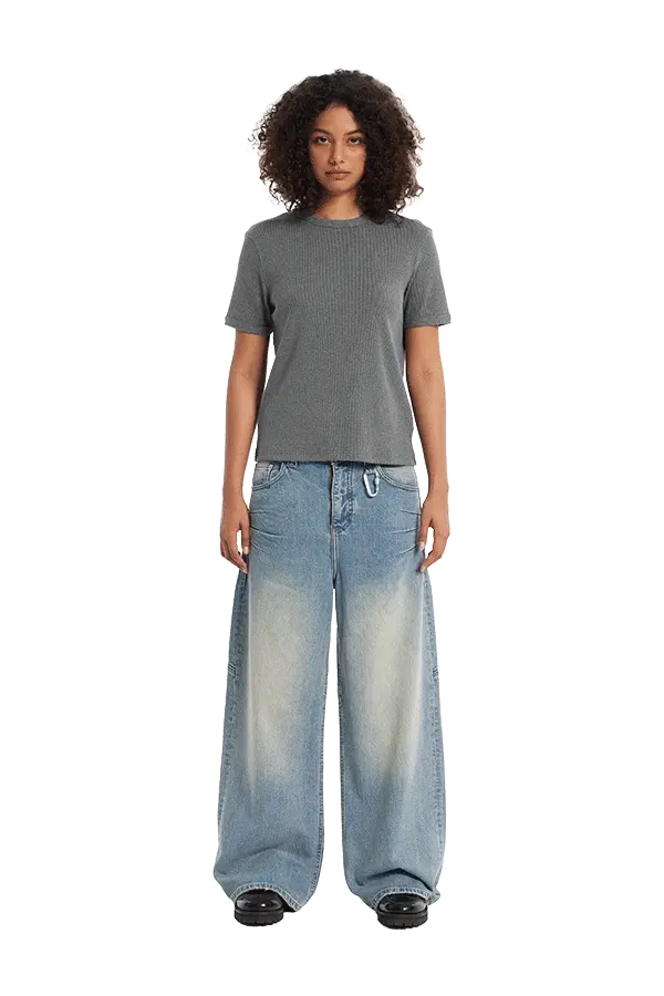 Ribbed Slim Tee Anthracite - Image 5