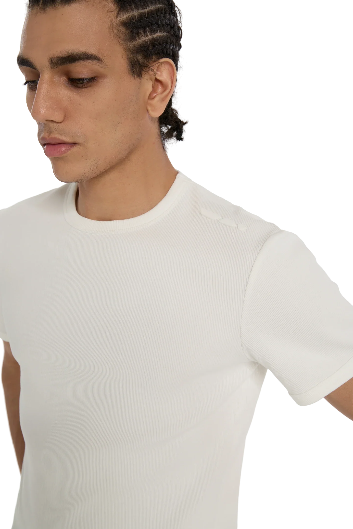 Ribbed Slim Tee White - Image 4