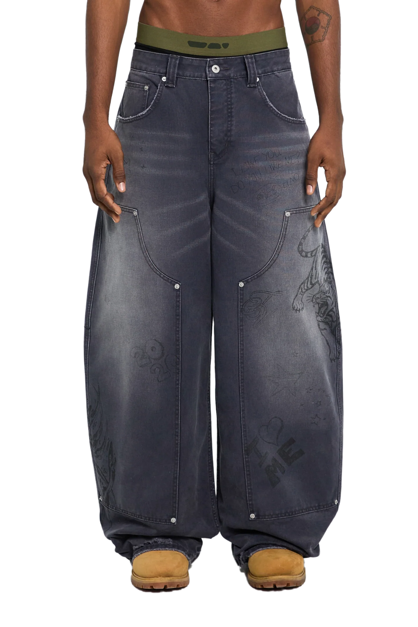 Scribbled Double Knee Pants