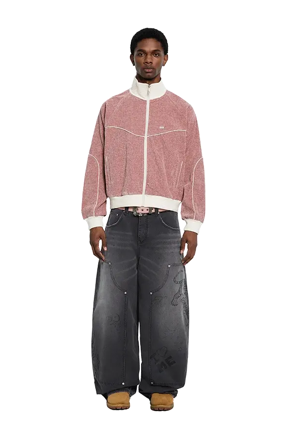 Velour Track Jacket Pink - Image 2